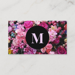 Business card with monogram and background.