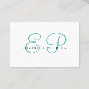 Business card with monogram in simple style.