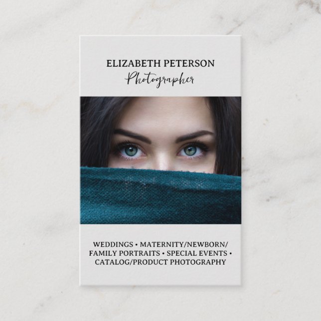 Business card with photo background. (Front)