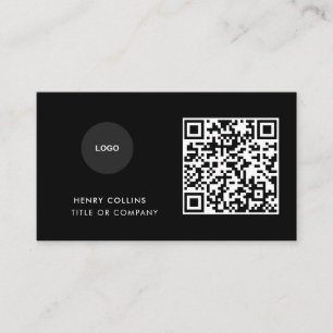 Business Card with QR Code   Black Modern Design