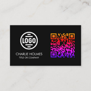 Business Card with QR Code   Black Modern Design