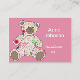 Business card with vintage bear toy