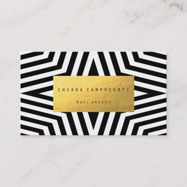 Business card with white and black star pattern (Front)