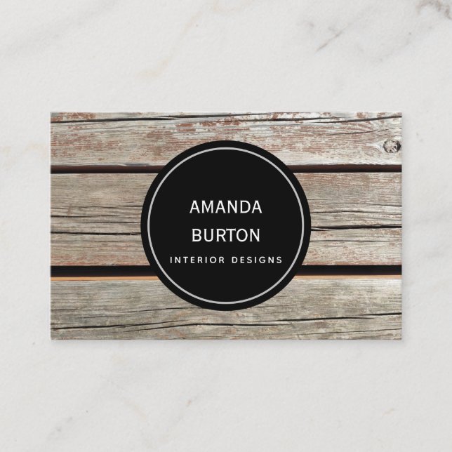 Business card with wood texture. (Front)