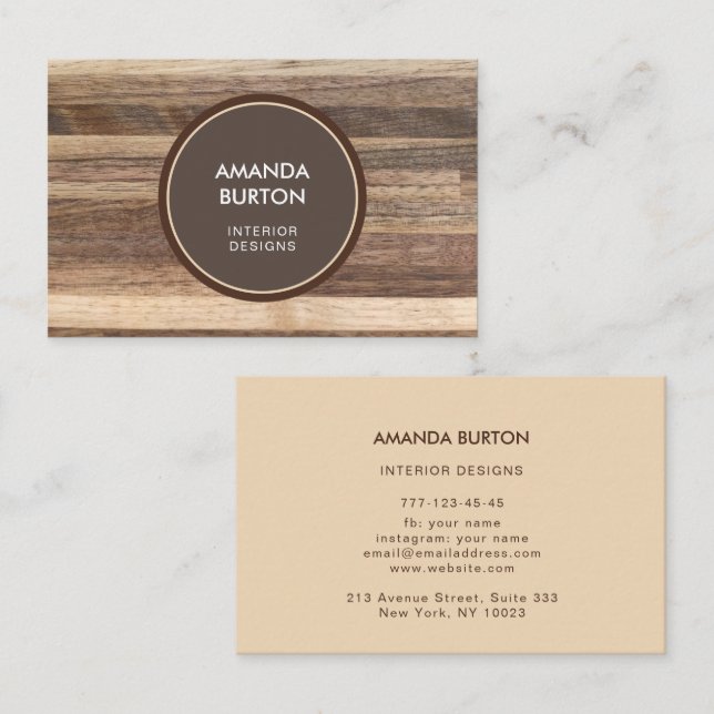 Business card with wood texture. (Front/Back)