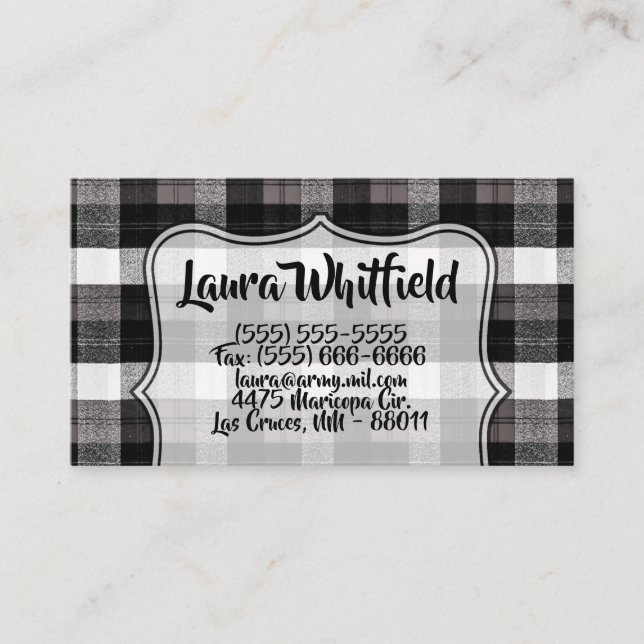 Business Card XMAS Baffalo Plaid Black White (Front)