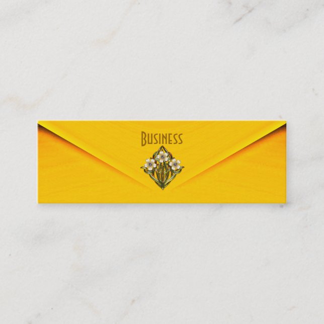 Business Card Yellow Art Deco Gold Jewel Skinny (Front)