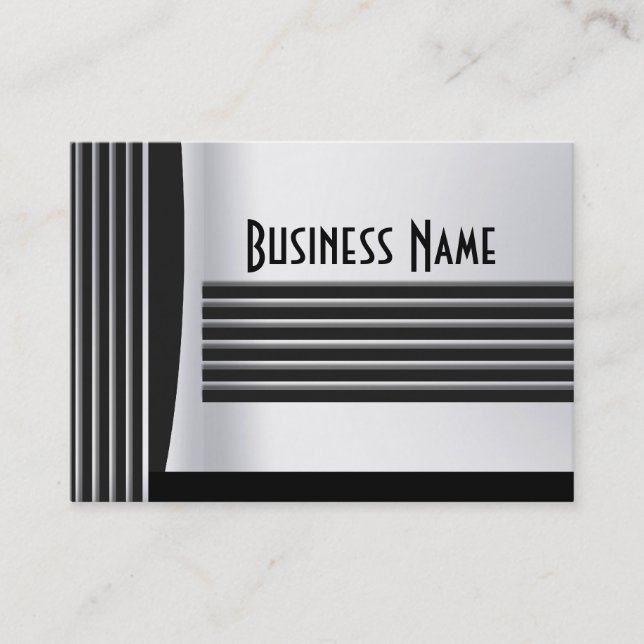 Business Card Zizzago Black Silver Art Deco (Front)