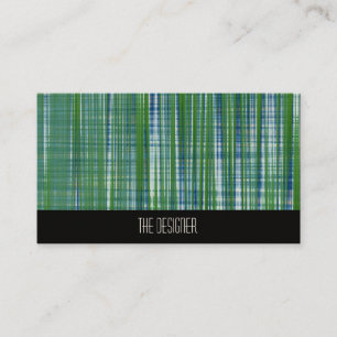Business Cards Abstract Green Blue Painted Plaid