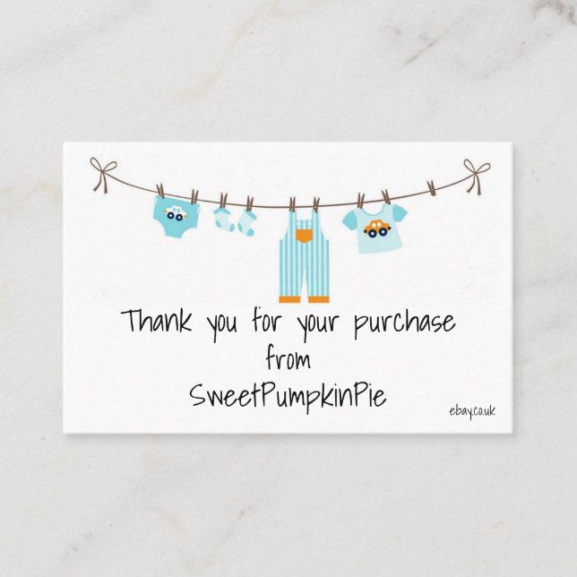 Business Cards - Baby Boys Clothes Washing Line (Front)