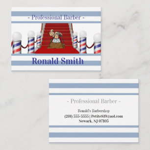 Business Cards, Blue Stripe Barbershop Barber  Card