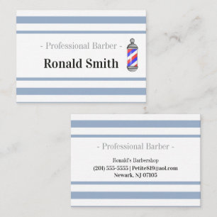 Business Cards, Blue Stripe Barbershop Barber  Card