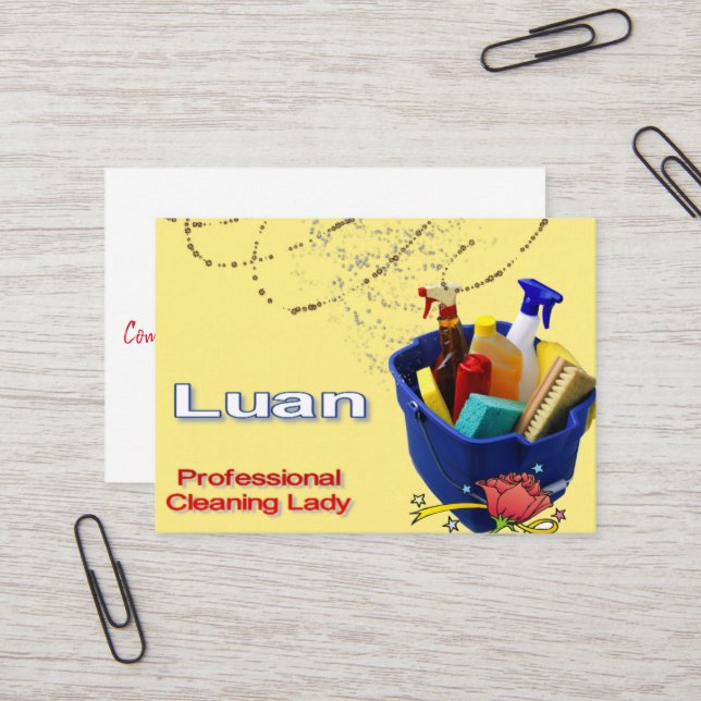 Business Cards, Cleaning Lady  Card (Front/Back In Situ)