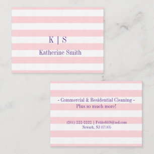 Business Cards, Cleaning Lady Pink Stripe Card