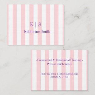 Business Cards, Cleaning Lady Pink Stripe Card