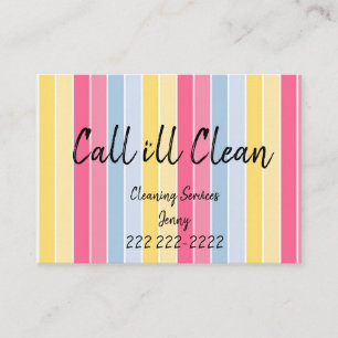 Business Cards, Cleaning Services Stripe Card