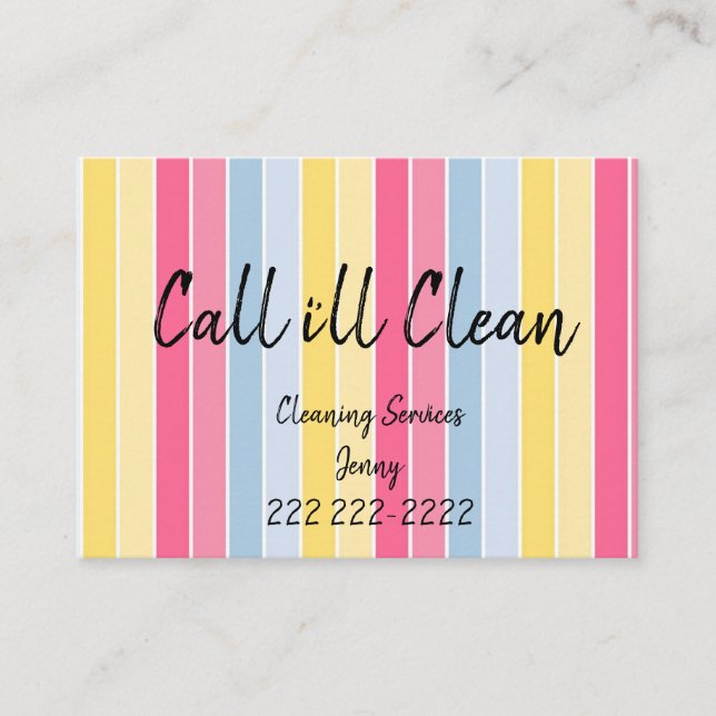 Business Cards, Cleaning Services Stripe Card (Front)