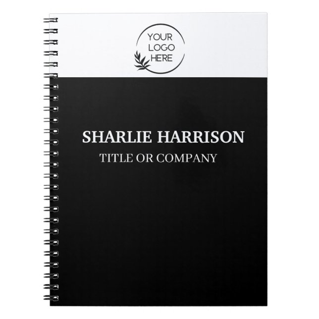 Business Cards | Custom Logo Icons Modern black Notebook (Front)