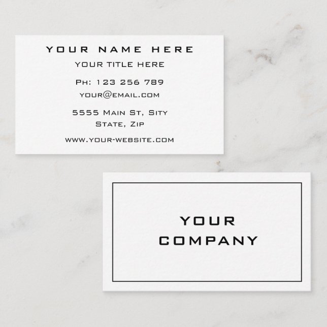 Business Cards Example Your Custom Colours and Fon (Front/Back)