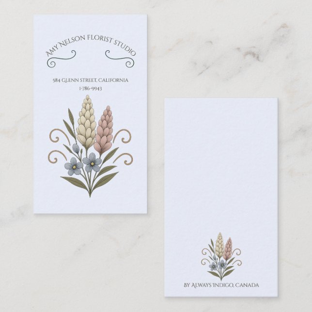 Business cards, floral and sophisticated. card (Front/Back)