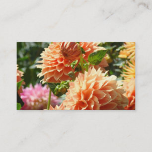Business Cards Floral Orange Dahlia Flowers