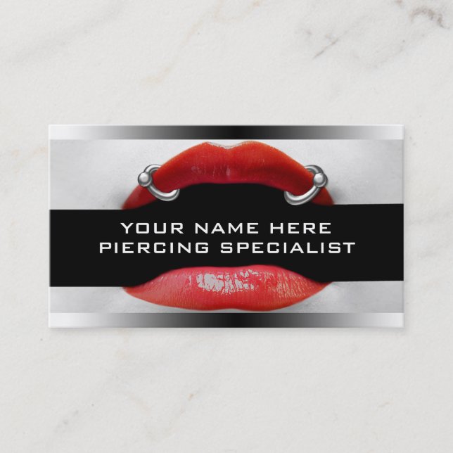 Business Cards For Lip Piercing  | Body Piercing (Front)