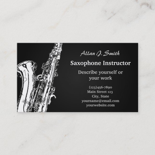 Business cards for saxophonists (Front)