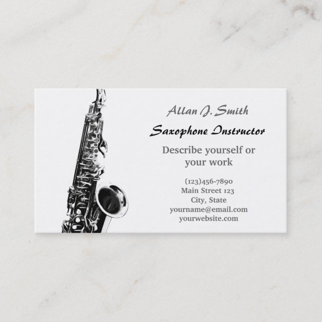 Business cards for saxophonists (Front)