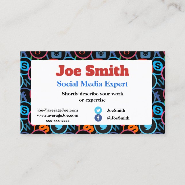 Business Cards for social media expert - dark  (Front)