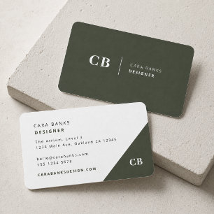 Business Cards Forest Green Modern Monogram Card