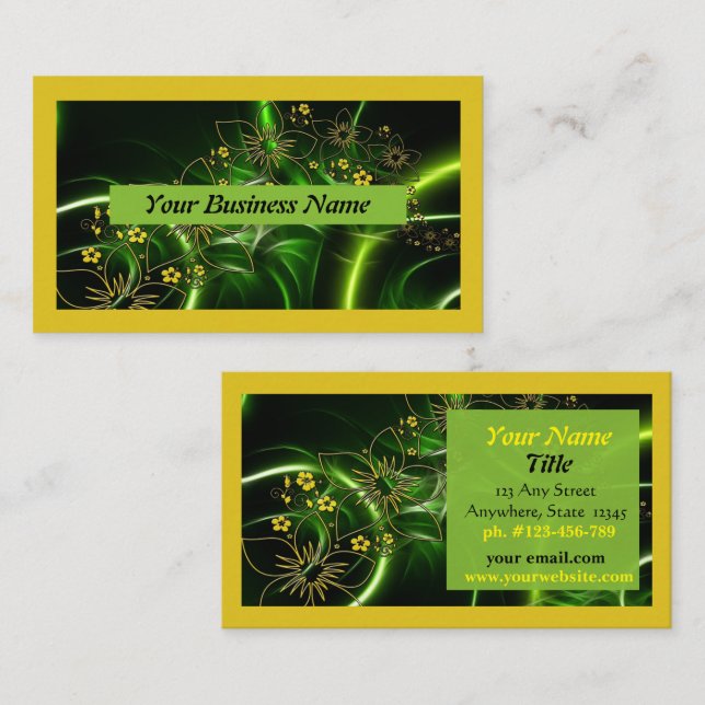 Business Cards Green Yellow Modern (Front/Back)