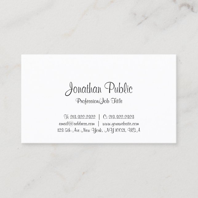 Business Cards Hand Script Text Modern Template (Front)