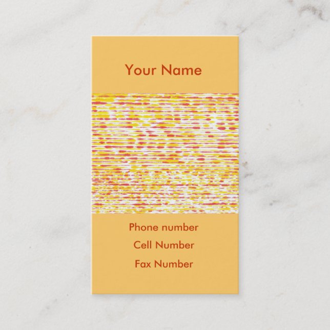 Business cards, orange yellow variegated stripes card (Front)