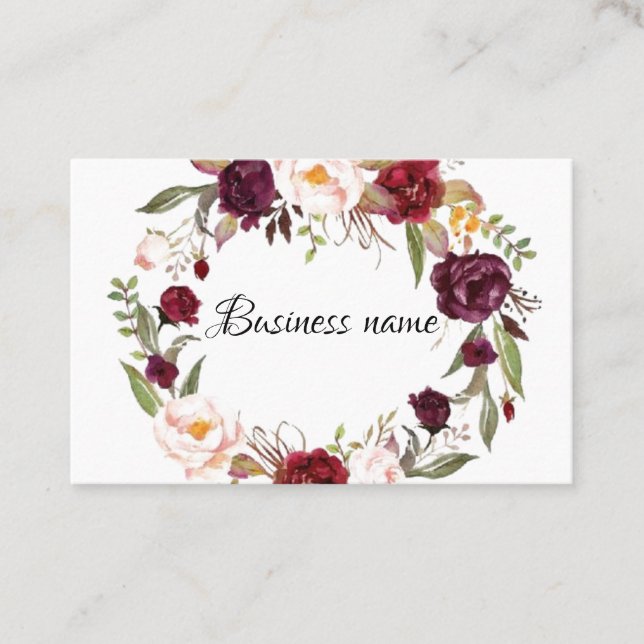 Business Cards - Personalized Floral Wreath (Front)