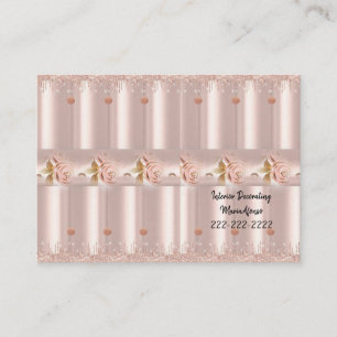 Business Cards, Pink Rose Glitter Interior Decore Card