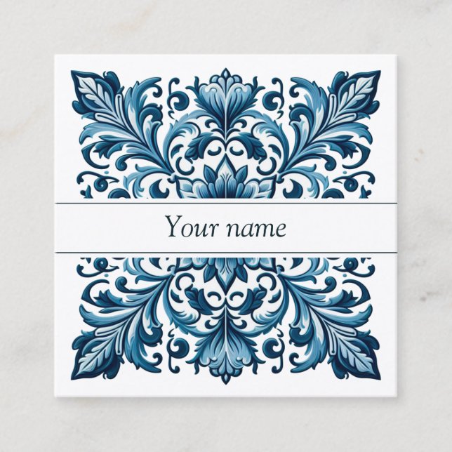 business cards portuguese tile blue colour (Front)