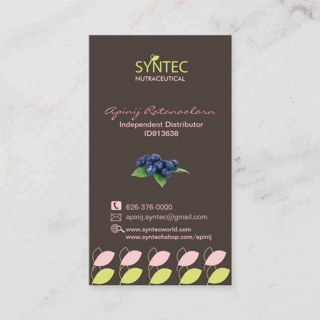 Business Cards Template for Syntec Nutraceutical (Front)
