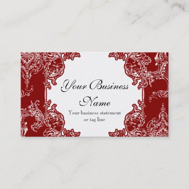 Business Cards - Toile Damask Swirl Floral Baroque (Front)