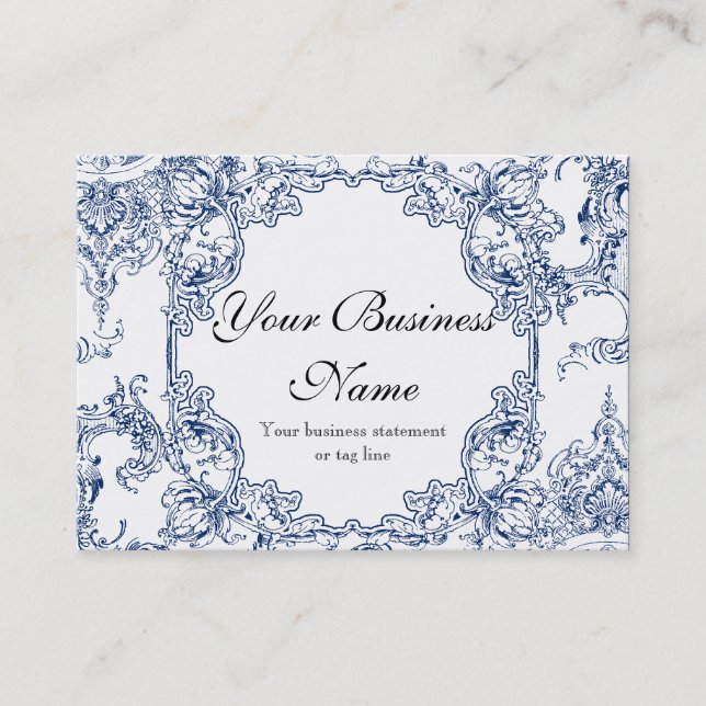 Business Cards - Toile Damask Swirl Floral Baroque (Front)