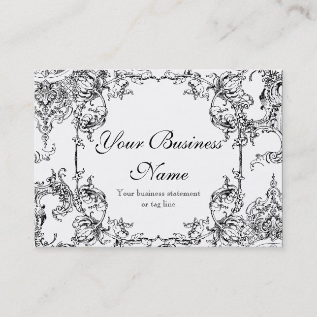 Business Cards - Toile Damask Swirl Floral Baroque (Front)