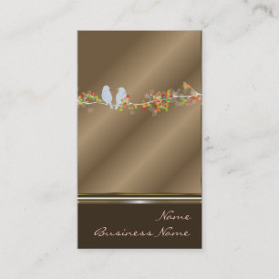 Business cards with love birds on cooper tone