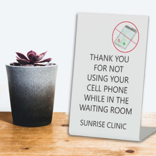 Business Cell Phone Use Waiting Room Lobby Pedestal Sign