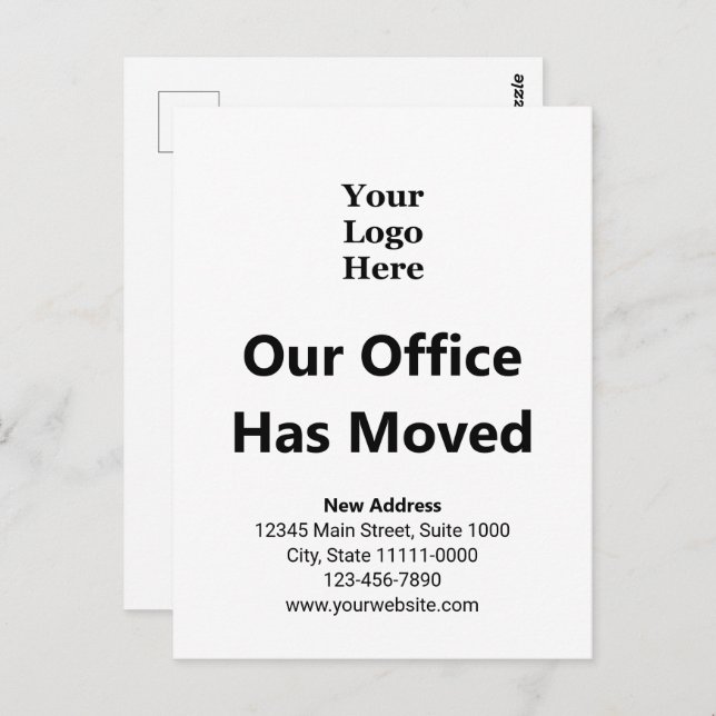 Business Change of Address Black and White  Postcard (Front/Back)