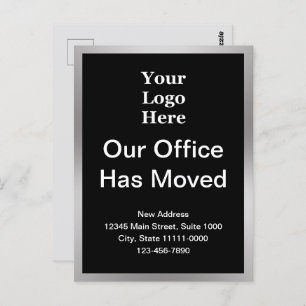 Business Change of Address Black & Silver Template Postcard