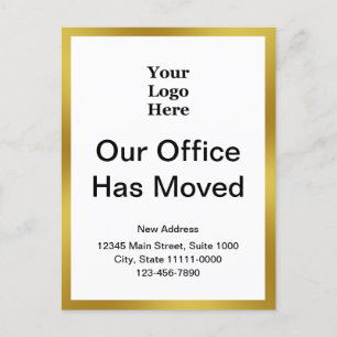 Business Change of Address Gold and White 2-sided Postcard