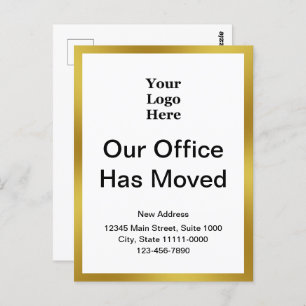 Business Change of Address Gold and White Template Postcard