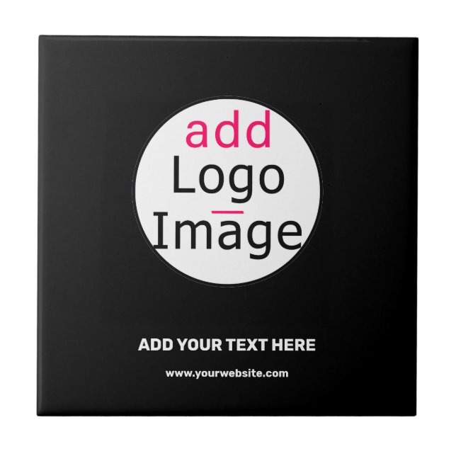 Business Chic Customisable Black White Minimal  Tile (Front)