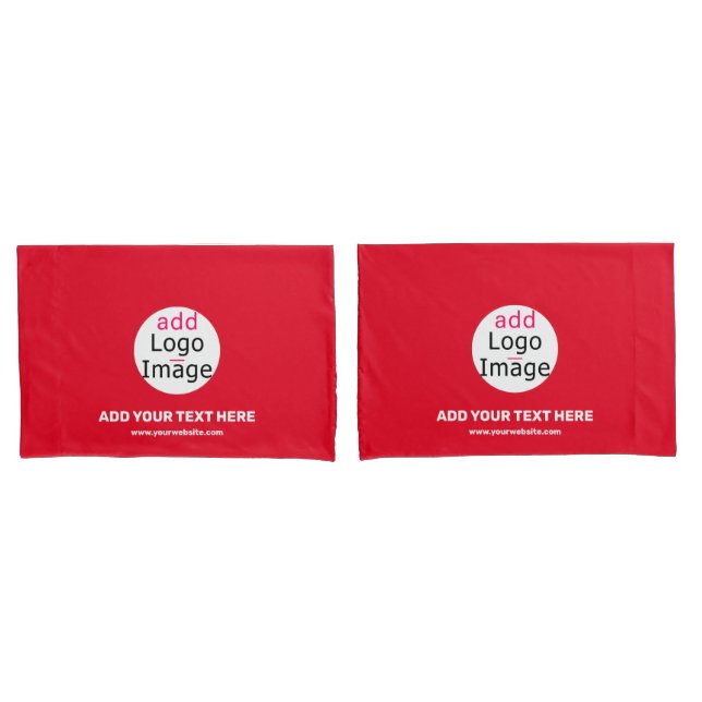 Business Chic Customisable Brand Red Pillowcase (Front-Set)