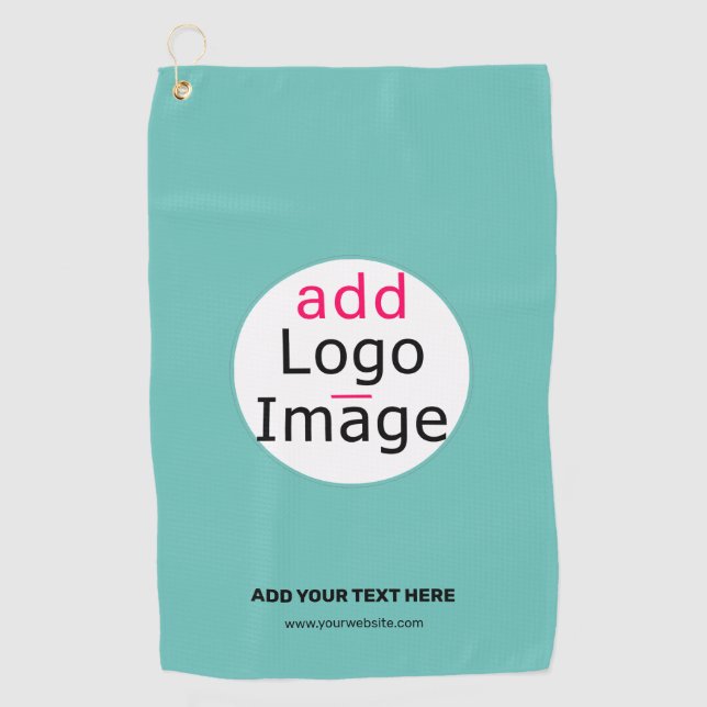 Business Chic Customisable Logo Fresh Mint Green Golf Towel (Front)