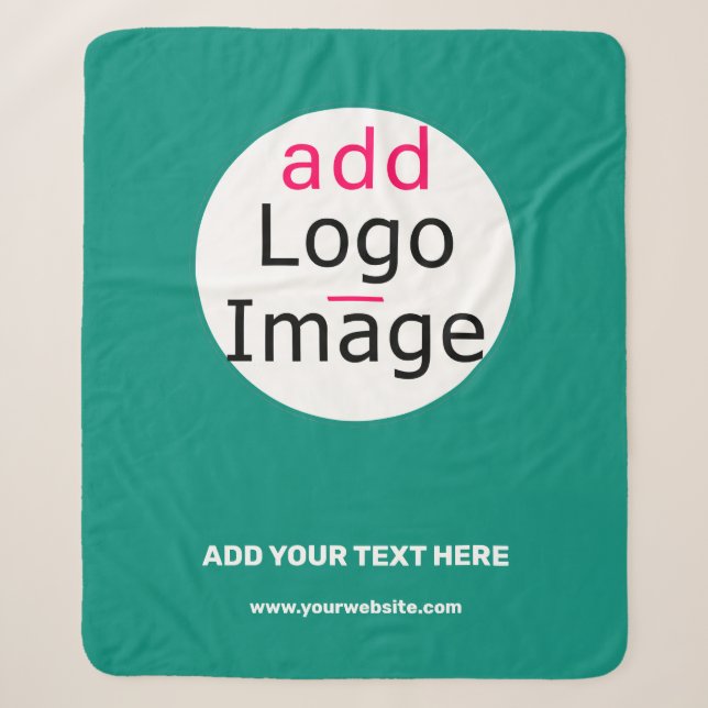 Business Chic Customisable Minimal Emerald Green Sherpa Blanket (Front)